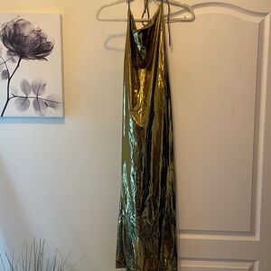 Gold Metallic Midi Dress
